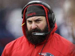 In this Dec. 31, 2017, file photo, New England Patriots defensive coordinator Matt Patricia watches from the sideline in Foxborough, Mass. (AP Photo/Charles Krupa, File)