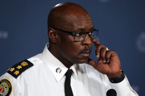 Toronto Police Chief Mark Saunders speaks to media after Bruce McArthur, 66, was arrested Thursday and charged with two counts of first-degree murder in the deaths of Selim Esen, 44, and Andrew Kinsman, 49, Toronto Police say in Toronto on Thursday January 18, 2018. Dave Abel/Toronto Sun