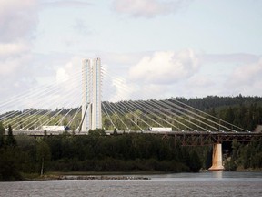 The Nipigon River bridge carrying part of the Trans-Canada Highway near Nipigon, Ont., is seen on Saturday, Aug. 6, 2016. Repairs to the bridge in northwestern Ontario will take nearly three years and delays have pushed the total cost well beyond the initial $8 million to $12 million estimate, according to documents obtained by The Canadian Press. THE CANADIAN PRESS/Colin Perkel