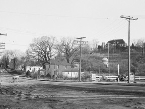 In this photo taken in 1956 by local historian, the late Ted Chirnside, we are looking north up Yonge St. from a vantage point opposite the York Mills Rd. intersection. At that time the Wilson Ave. – York Mills Rd. connection was still almost 17 years in the future with traffic on the former street using Yonge Blvd. to access Yonge St. That’s why in this photo, the Shell gas station that’s still there appears to be on the north side of York Mills Rd. (to the extreme right and out of the view). To expedite the east – west flow of traffic, officials decided to connect this thoroughfare with an easterly extension of Wilson Ave. In doing so, a realignment of York Mills Rd. was necessary to create a proper east-west, north-south intersection with Yonge St. One result of this realignment was to place the gas station on the south side of the new intersection. Another was to rename the original York Mills Rd. in this location, “Old” York Mills Rd. For clarification, see the map, and more photos at torontosun.com/author/mike-filey. Local long time resident Nancy Baines who, as Nancy Fee, grew up in what had become known as the C.W. Jefferys House that still stands on the east side of Yonge St. north of the York Mills Rd. corner. Jefferys was a well know Canadian artist and illustrator and his fascinating life is well documented in the book. Nancy recalls a time when there was a small piggery and slaughterhouse near her house, a fact that gives credence to identifying the neighborhood as both Hogs and Hogg’s Hollow, the latter recognizing the Hogg family while the former…well, you know.