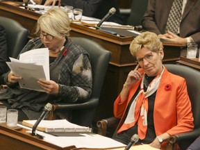 Premier Kathleen Wynne(R) and MPP Deb Matthews at Queen’s Park on Wednesday November 2, 2016.