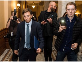 Ontario Progressive Conservative Leader Patrick Brown leaves Queen's Park after a press conference in Toronto on Wednesday, Jan. 24, 2018. THE CANADIAN PRESS/Aaron Vincent Elkaim