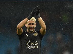 Leicester City's Riyad Mahrez came on as a sub against Mancheter City. (GETTY IMAGES)