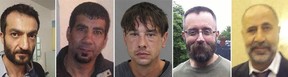 This combo of photos provided by the Toronto Police Service shows the five men Toronto landscaper Bruce McArthur is accused of killing, from left to right; Selim Essen, 44, Sorush Mahmudi, 50, Dean Lisowick, Andrew Kinsman, 49, and Majeed Kayhan, 58. (Toronto Police Service via AP)