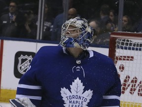 Toronto Maple Leafs goaltender Frederik Andersen faced 57 shots on Wednesday night. (VERONICA HERNI/Toronto Sun)