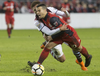 Colorado Rapids Kortne Ford (left) wrestles Toronto FC’s Sebastian Giovinco to the ground during second half CONCACAF Champions League Round of 16 action in Toronto on Tuesday, February 27, 2018. THE CANADIAN PRESS/Chris Young
