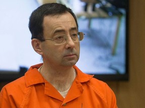 Former Michigan State University and USA Gymnastics doctor Larry Nassar appears in court for his final sentencing phase in Eaton County Circuit Court on February 5, 2018 in Charlotte, Michigan.