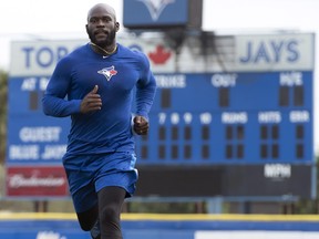 Toronto Blue Jays outfielder Anthony Alford runs at Spring Training in Dunedin, Fla., on Tuesday, February 13, 2018.