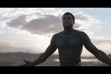 This image released by Disney shows Chadwick Boseman in a scene from Marvel Studios' "Black Panther." (Matt Kennedy/Marvel Studios-Disney)