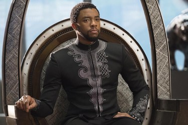 This image released by Disney shows Chadwick Boseman in a scene from Marvel Studios' "Black Panther." (Matt Kennedy/Marvel Studios-Disney)