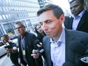 Patrick Brown leaves the PC Party Headquarters on Adelaide St E. after he registers to run for the PC Party leadership race on Friday, February 16, 2018 in Toronto.