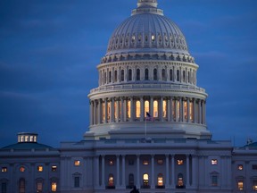 In this file photo taken on February 6, 2018 The U.S. Capitol Building is seen at dusk in Washington, D.C. (SAUL LOEB/AFP/Getty Images)