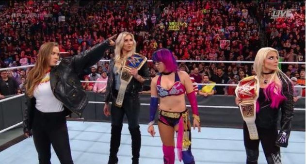 Ronda Rousey, far left, let it be known she plans to go to the top of the WWE. WWE/TWITTER