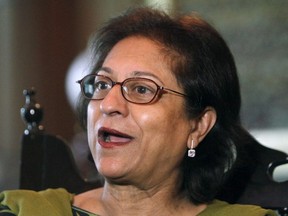 In this June 14, 2017 file photo, Pakistani human rights activist Asma Jahangir speaks to The Associated Press in Lahore, Pakistan. Jahangir died of a heart attack in the eastern city of Lahore on Sunday, Feb. 11, 2018. She was 66.