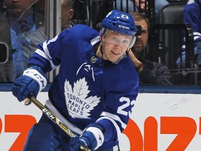 Travis Dermott played his 16th game with the Leafs since his call-up. (Getty Images)