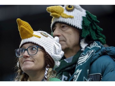 Philadelphia Eagles fans wait before the NFL Super Bowl 52 football game between the Eagles and the New England Patriots Sunday, Feb. 4, 2018, in Minneapolis.