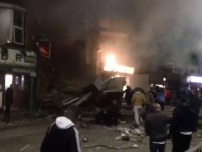 Footage shows aftermath of an explosion in Leicester, England. (Twitter/BBC)