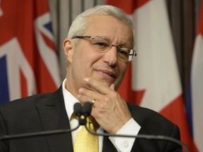 Ontario PC party interim leader Vic Fedeli speaks after a caucus meeting at Queen's Park in Toronto on Friday, January 26, 2018.