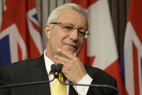 Ontario PC party interim leader Vic Fedeli speaks after a caucus meeting at Queen’s Park in Toronto on Friday, January 26, 2018.