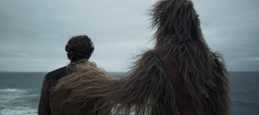 Alden Ehrenreich is Han Solo and Joonas Suotamo is Chewbacca in SOLO: A STAR WARS STORY.