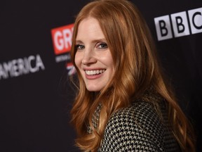 Actress Jessica Chastain arrives for the BAFTA Los Angeles Awards Season Tea Party at the Four Season Hotel in Beverly Hills, California, on January 6, 2018. / AFP PHOTO / CHRIS DELMASCHRIS DELMAS/AFP/Getty Images
