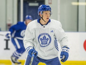 With no room on the Maple Leafs roster, forward Nikita Soshnikov will remain on the injured reserve list for now.  (Ernest Doroszuk/Toronto Sun/Postmedia Network)