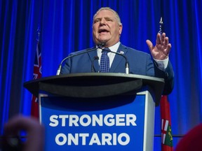 Doug Ford addresses supporters at his - Rally for a Stronger Ontario - regarding his bid for the Ontario PC leadership at the Toronto Congress Centre in Toronto, Ont. on Saturday February 3, 2018.