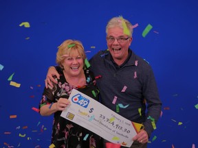 Smithville residents Robert Donaldson and his wife Sandra collect their Lotto 6/49 jackpot.