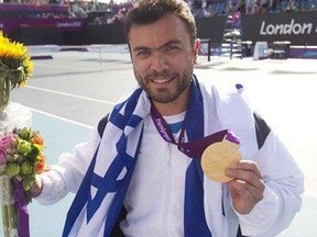 Noam Gershony is pictured after he won  a gold medal in wheelchair tennis at the 2012  Paralympics in London, England. (SUPPLIED PHOTO)