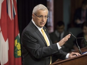 Ontario PC Interim Leader Vic Fedeli addresses the media at the Ontario legislature in Toronto on Tuesday February 20, 2018. THE CANADIAN PRESS/Chris Young