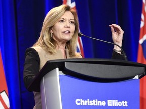 Ontario PC leadership candidate Christine Elliott participates in a debate in Ottawa on Wednesday, Feb. 28, 2018. THE CANADIAN PRESS/Justin Tang