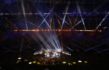 Justin Timberlake performs during halftime of the NFL Super Bowl 52 football game Sunday, Feb. 4, 2018, in Minneapolis. (AP Photo/Eric Gay) ORG XMIT: SB326