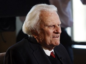 FILE - In this Dec. 20, 2010, file photo, Rev. Billy Graham is interviewed at the Billy Graham Evangelistic Association headquarters in Charlotte, N.C.