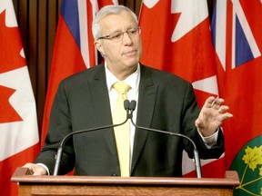 Ontario PC interim leader Vic Fedeli, Nipissing MPP, speaks to the media at Queen's Park on Jan. 26, 2018. Jack Boland/Postmedia Network