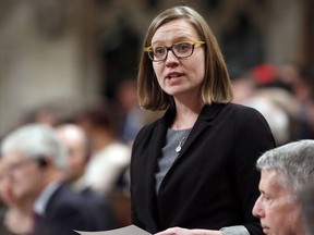 Minister of Democratic Institutions Karina Gould stands during Question Period in the House of Commons in Ottawa, Feb. 1, 2017.