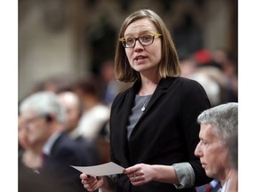 Minister of Democratic Institutions Karina Gould stands during Question Period in the House of Commons in Ottawa, Feb. 1, 2017.