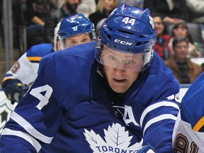 Morgan Rielly of the Toronto Maple Leafs. (CLAUS ANDERSEN/Getty Images)