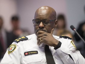 Toronto Police Chief Mark Saunders attends the Toronto Police Board meets today at Toronto Police Services Headquarters, on Thursday February 22, 2018.