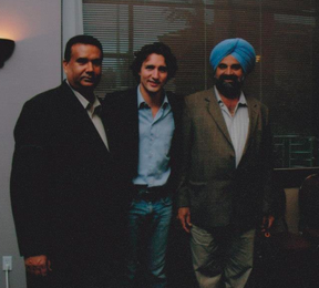 Justin Trudeau and Jasmat Atwal, left