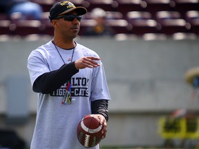 Orlondo Steinauer during Hamilton Tiger-Cats mini-camp ahead of the main camp at Ron Joyce Stadium in Hamilton Ont. on Monday April 28, 2014. (Dave Abel/Toronto Sun)