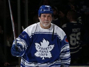 Dave "Tiger" Williams hits the ice for Team Salming at the Hockey Hall of Fame Legends Classic Game - Team Lindros NHL Legends def. Team Salming Leafs Legends 8-7 at the ACC in Toronto on Sunday November 13, 2016.
