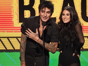 Tommy Lee and Brittany Furlan onstage during the 2017 Streamy Awards at The Beverly Hilton Hotel on September 26, 2017 in Beverly Hills, California. (Kevin Winter/Getty Images for dick clark productions)