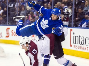 Toronto Maple Leafs forward Matt Martin during a game against the Colorado Avalanche at the Air Canada Centre on Jan. 22, 2018