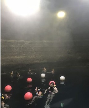 Visitors to the Homestead Crater in MIdway enjoy a therapeutic soak in the warm waters of the geothermal spring that was over 10,000 years in the making.The opening at the top of the Crater lets in light. KIM PEMBERTON PHOTO