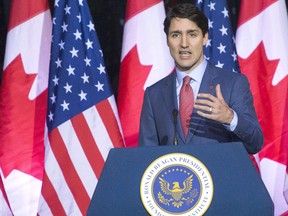 Prime Minister Justin Trudeau speaks at the Ronald Reagan Museum, Friday, February 9, 2018 in Simi Valley, Calif. THE CANADIAN PRESS/Ryan Remiorz