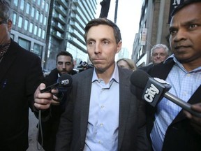 Patrick Brown leaves the PC Party headquarters on Adelaide St E. after he registers to run for the PC Party leadership race on Friday February 16, 2018 in Toronto.