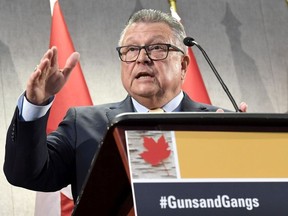 Minister of Public Safety and Emergency Preparedness Ralph Goodale speaks during a press conference at the Summit on Gun and Gang Violence in Ottawa on Wednesday, March 7, 2018.