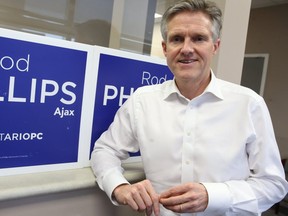 Rod Phillips, the PC candidate for Ajax, is pictured at his campaign office on Salem Rd. (JACK BOLAND, Toronto Sun)