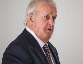 Former prime minister Brian Mulroney is pictured during a stop at an Ajax golf course on March 5. (Ernest Doroszuk, Toronto Sun)