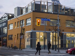The city's Streets to Homes Assessment and  Referral Centre (SHARC) -- aka the 'Homeless Hilton --  on Peter St. The addiution to the shelter system cost $11.5 million -- 100% overbudget. (Ernest Doroszuk, Toronto Sun) 
Ernest Doroszuk